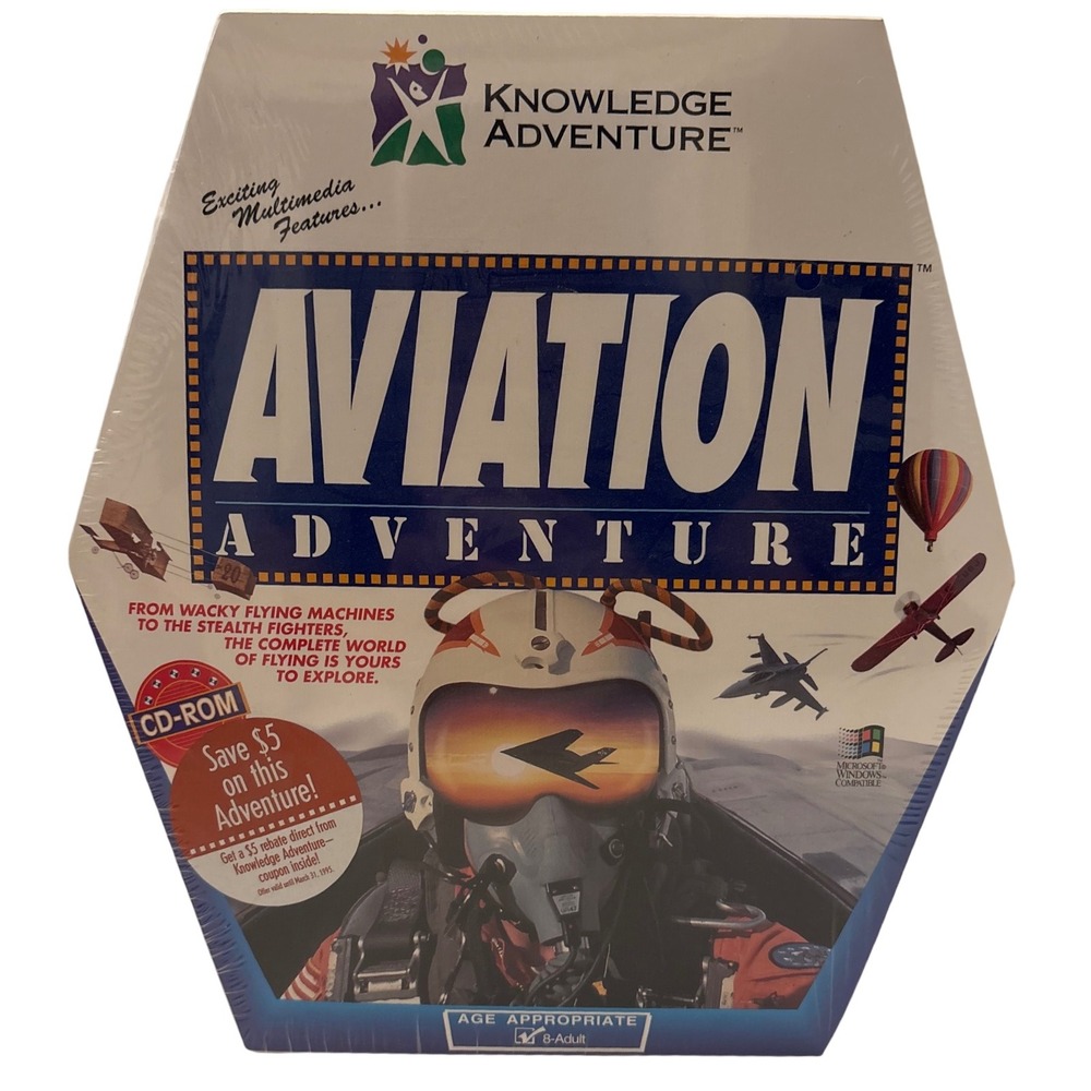 Knowledge Adventure Aviation Adventure PC CD-Rom‎ Game Sealed 1994 JumpStart